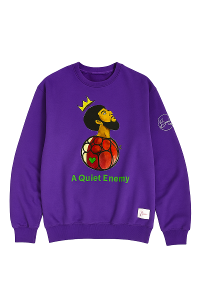 Red sweatshirt with a graphic design on a white background